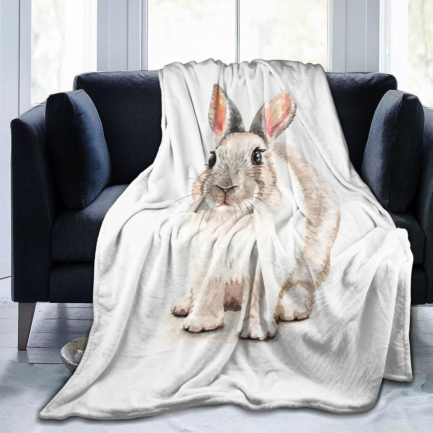 Kerota Watercolor Rabbit Portrait Blanket Printed Flannel Throw Blanket Anti-Pilling Blanket for Bed Sofa Living Room Bedroom 50"x40" 80x60in 200x1...