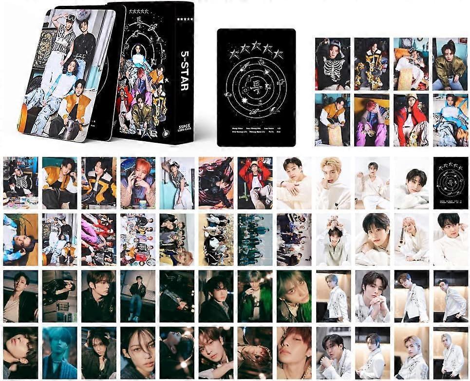 Sztxj Kpop Stray Kids Photo Cards 55 Pack Stray Kids Lomo Cards Stray Kids 5 Star New Album Postcards Stray Kids Merch Photo Cards Gift for Fans (S...