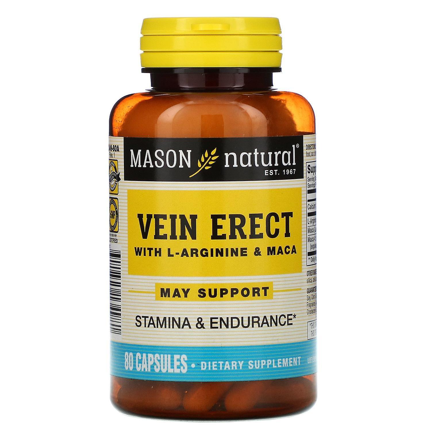 Mason Natural, Vein Erect with L-Arginine & Maca, 80 Capsules