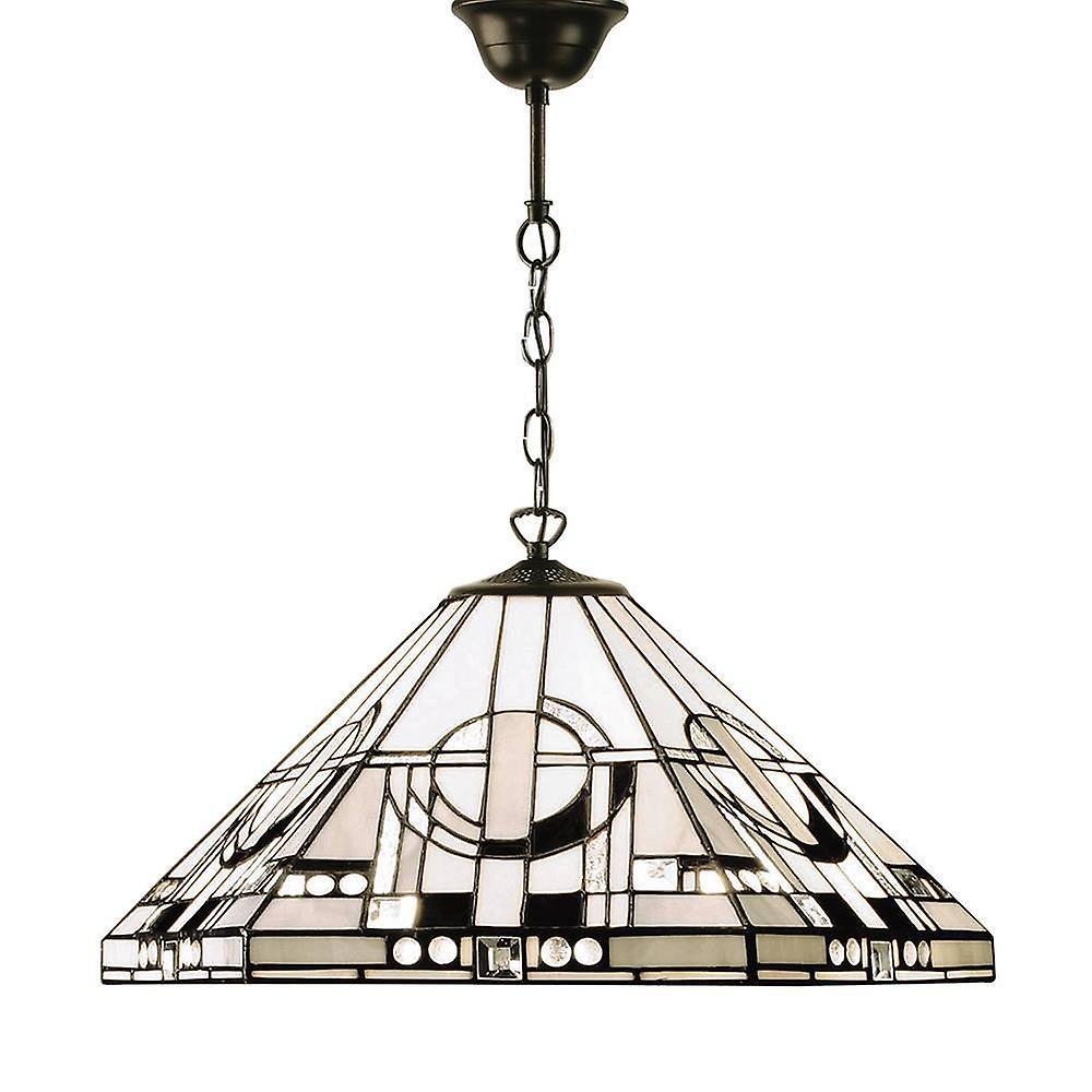 Interiors 1900 Lighting Metropolitan 1 Light Medium Ceiling Pendant Dark Bronze, Tiffany glass, E27