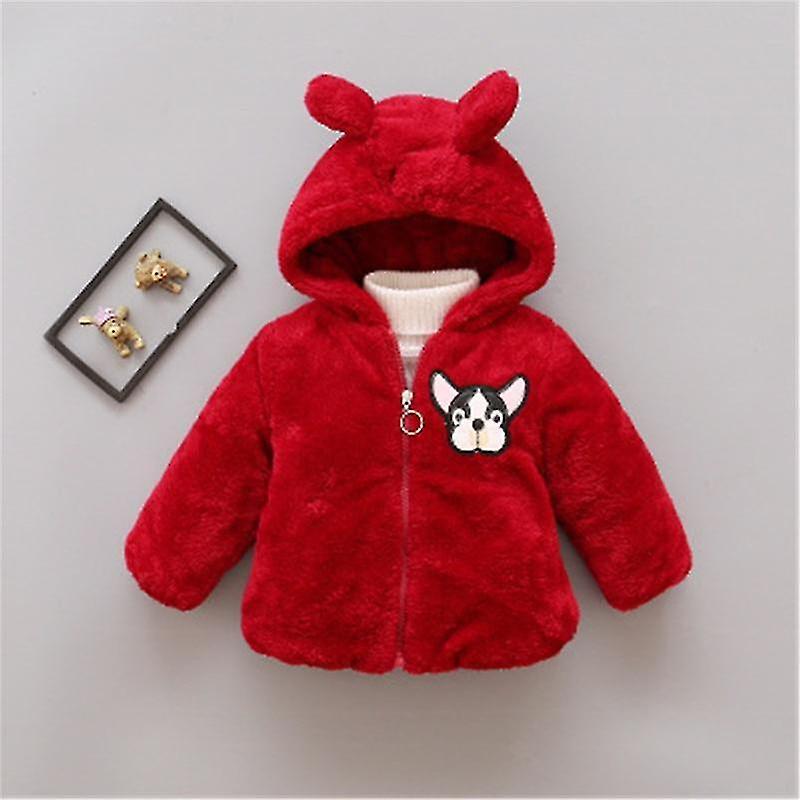 Slowmoose Autumn Winter Baby Clothes Warm Hooded Jacket & Coat Toddler Polar Fleece red 24M