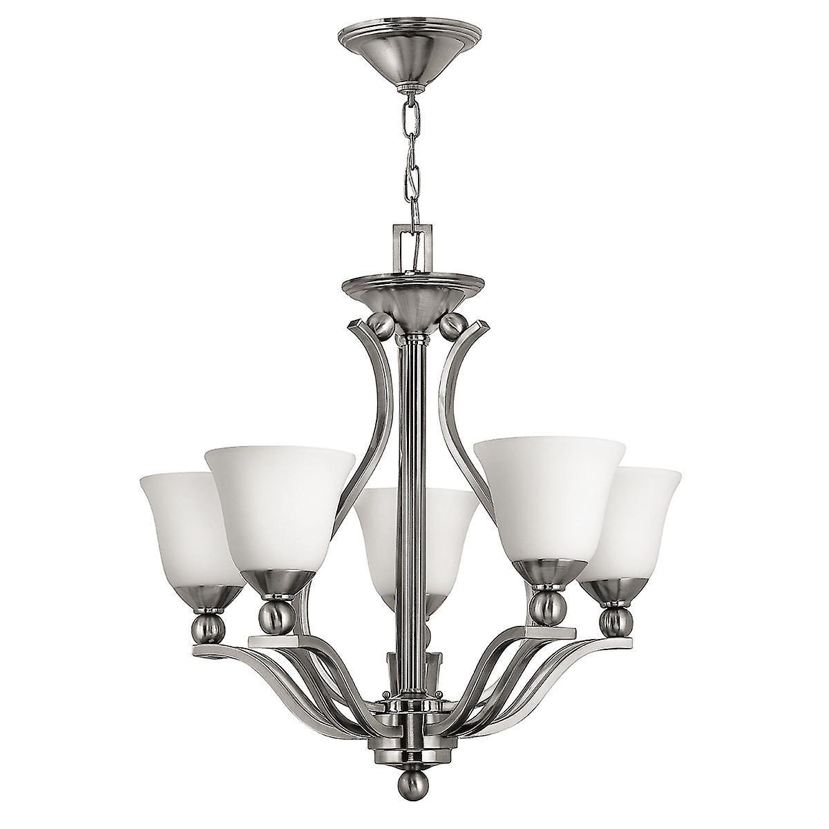 Bolla 5 Light Multi Arm Chandelier Brushed Nickel Finish E27