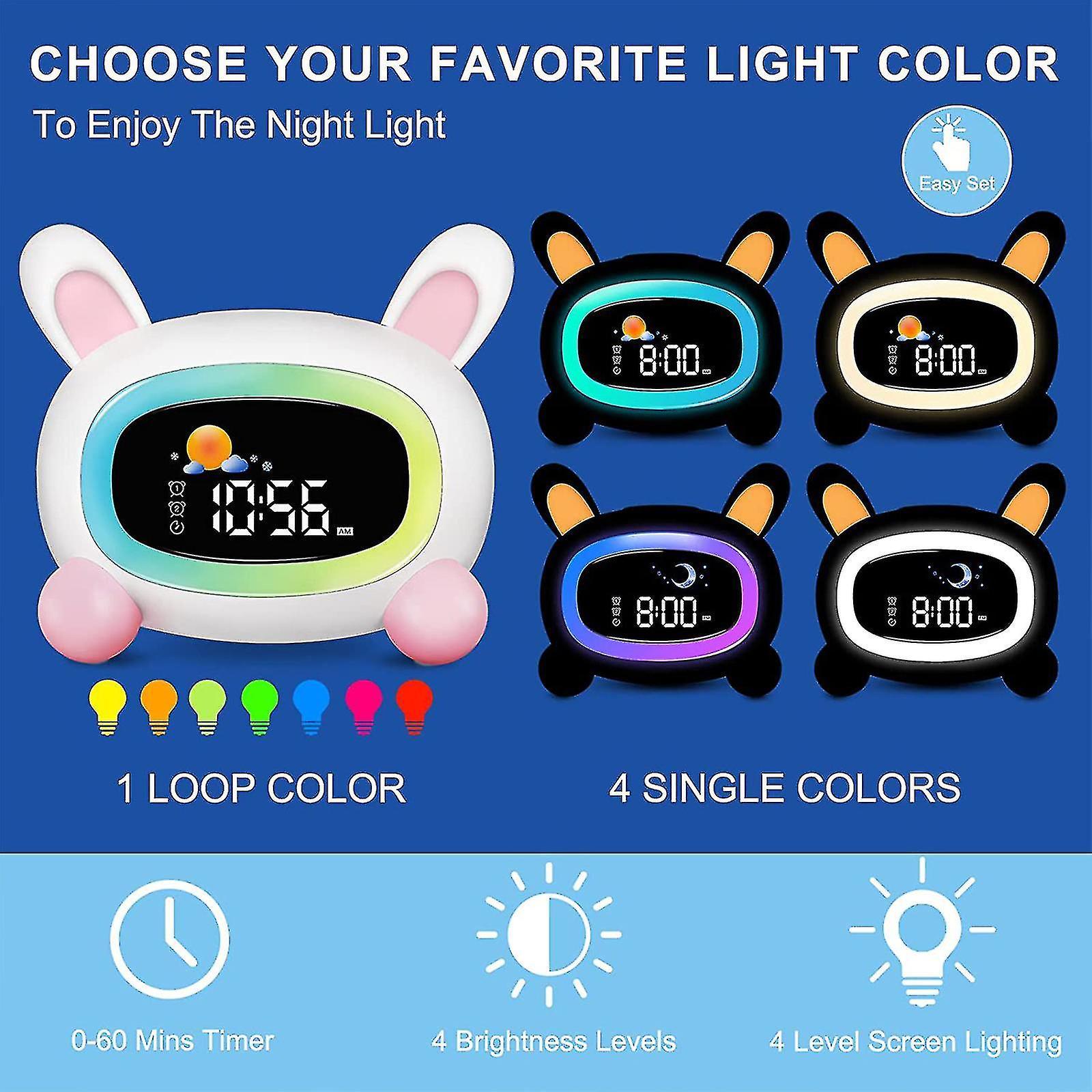 Tianzun Kids Alarm Clock Cute,ok To Wake Alarm Clock For Kids,sleep Training Clock With Night Light&sleep Sound Machine rabbit