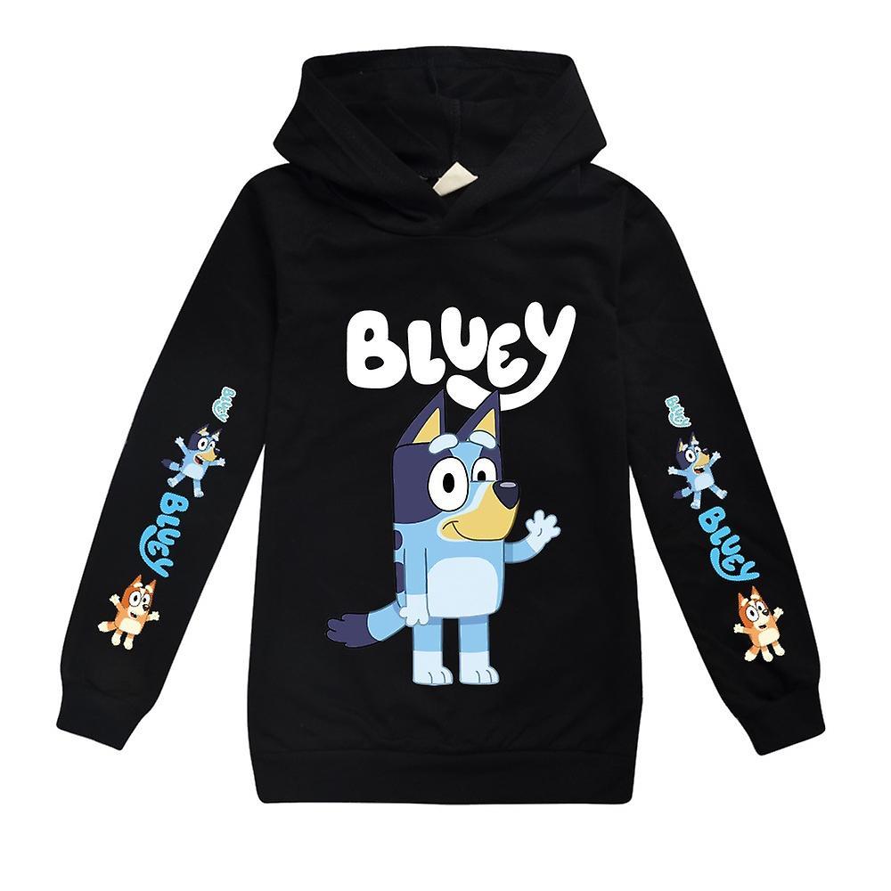 Waytogo Kids Bingo Bluey Boys Girls Casual Hoodies Hoody Sweatshirt Jumper Hooded Pullover Tops Black 13-14Years