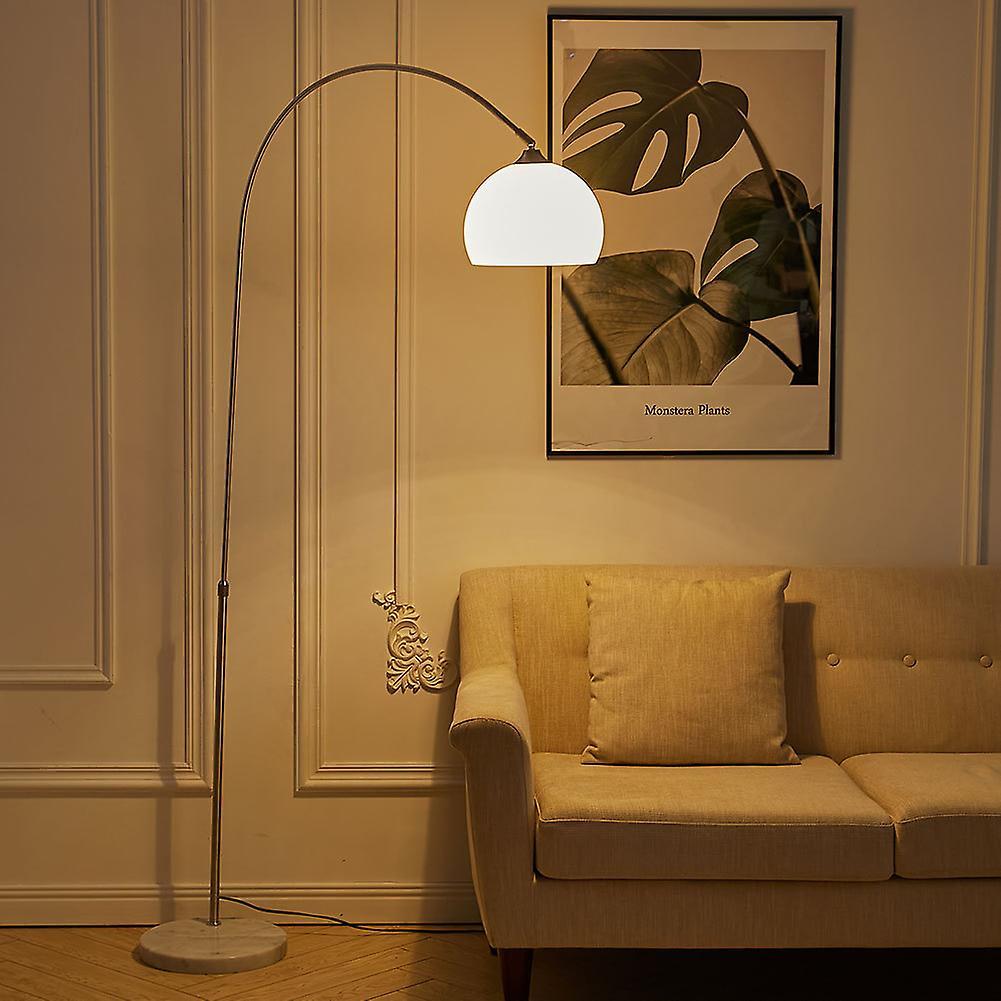 Living And Home Modern Arched Floor Lamp with Marble Base White