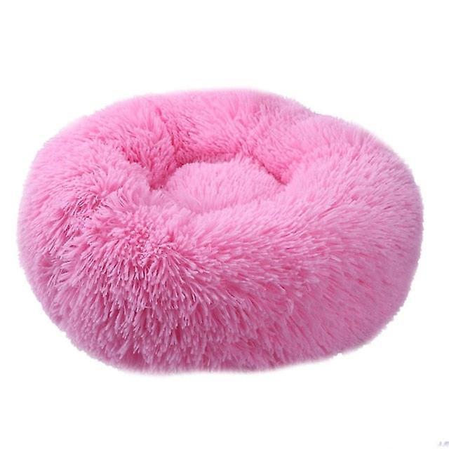 Slowmoose Washable Soft Winter Plush Round Shape Sleeping Bed / Cushion For Pets Pink M 60CM