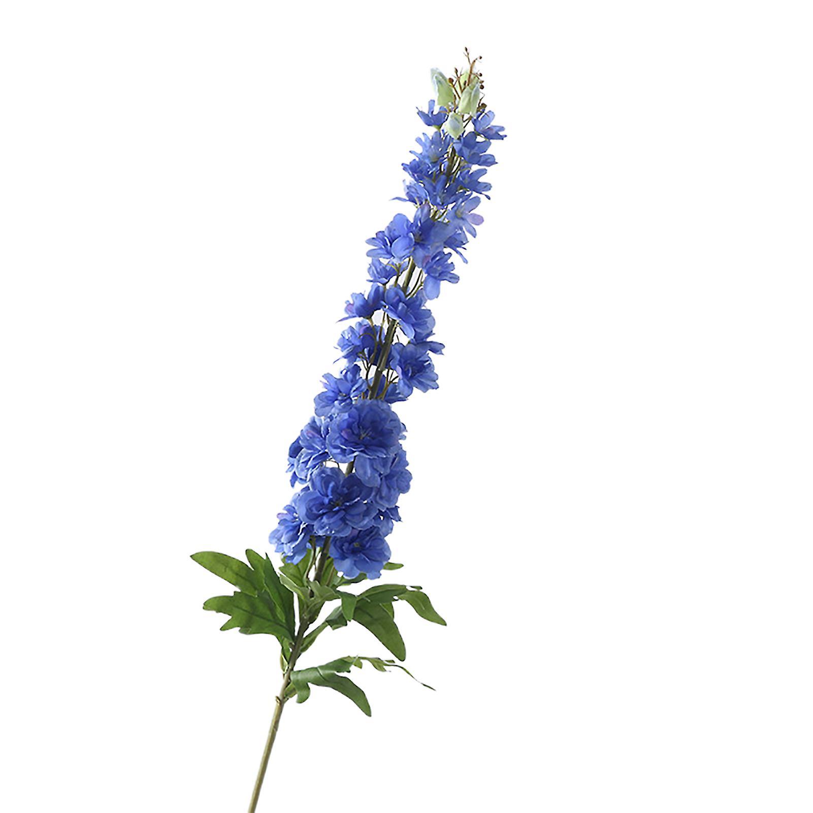 Wharick 1Pc Artificial Flower Natural Home Decor Lightweight Branch Leaf Fake Delphinium Flower for Wedding Royal Blue