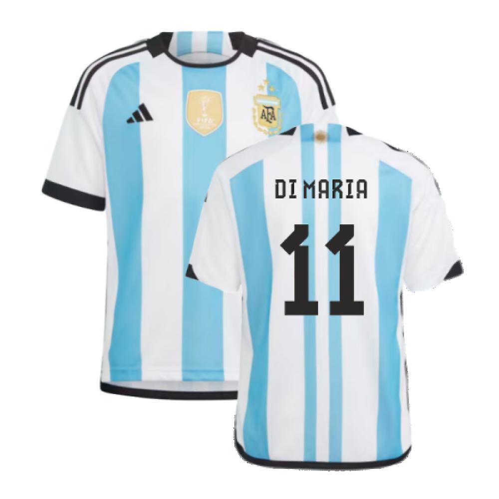 Adidas Argentina 2022 World Cup Winners Home Shirt - Kids (DI MARIA 11) Blue 15/16 Years - 34-36 inch