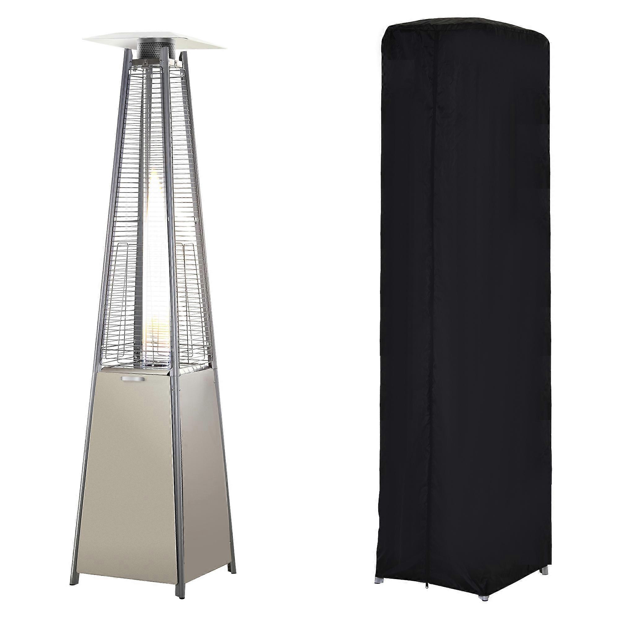 Outsunny 10.5KW Patio Gas Heater Outdoor Pyramid Propanes Heater w/ Cover