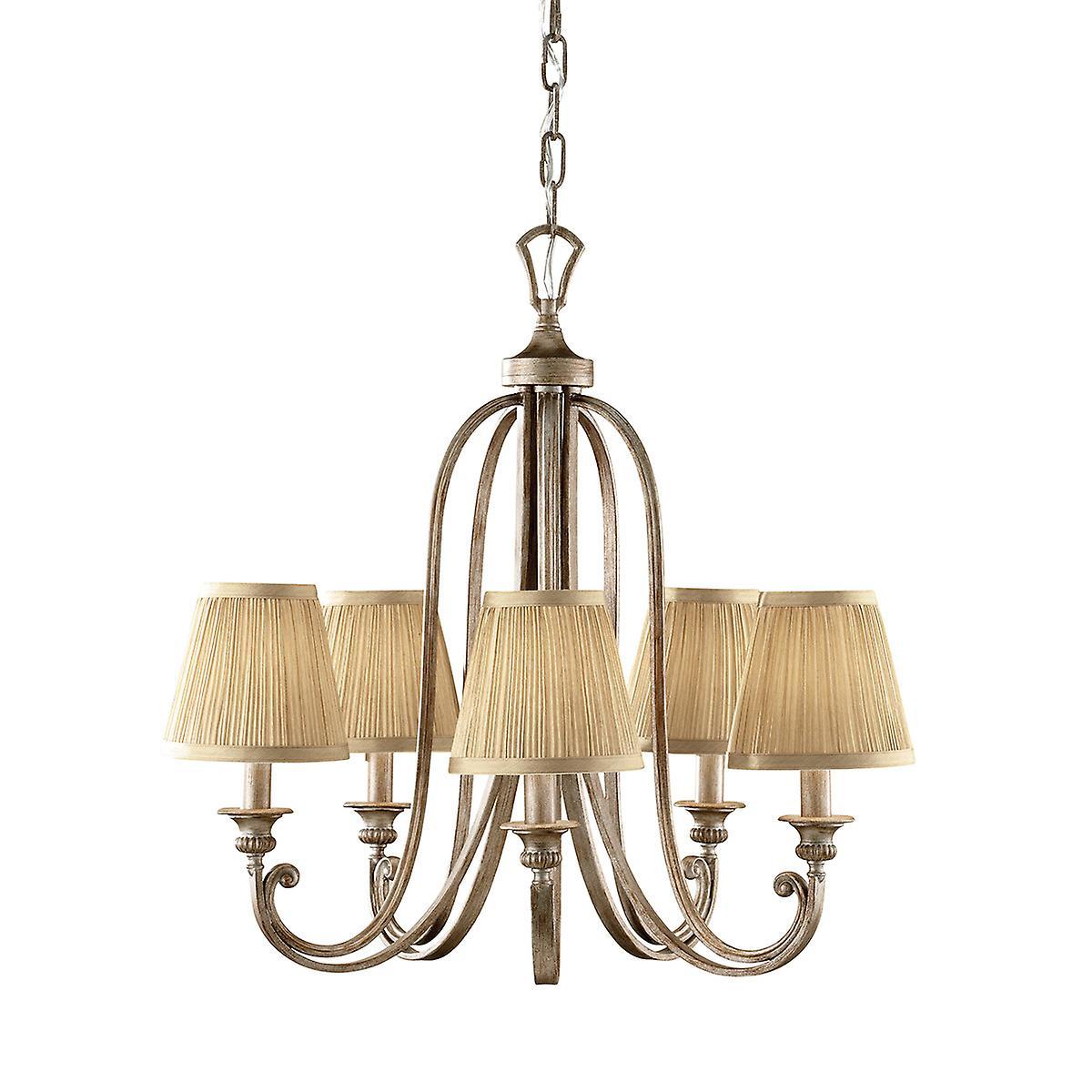 Abbey 5 Light Multi Arm Chandelier Silver Sand Finish E14