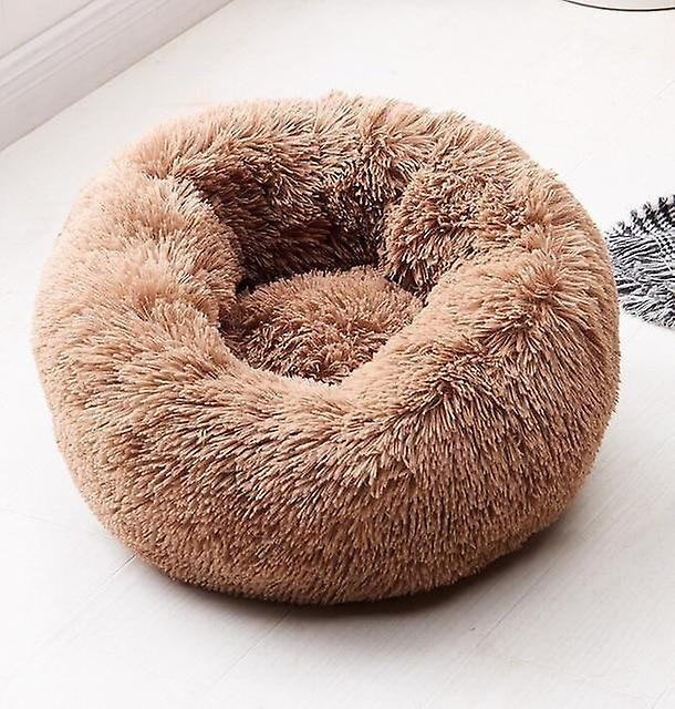 Slowmoose Round Cat Bed House Soft Long Plush Best  Bed For Dogs Basket, Pet Products 100cm / Dark coffee