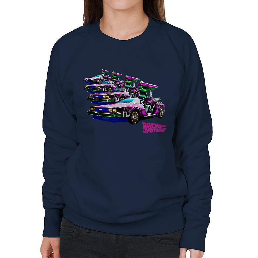 Back to the Future Delorean Mirrored Women's Sweatshirt Navy Blue X-Large