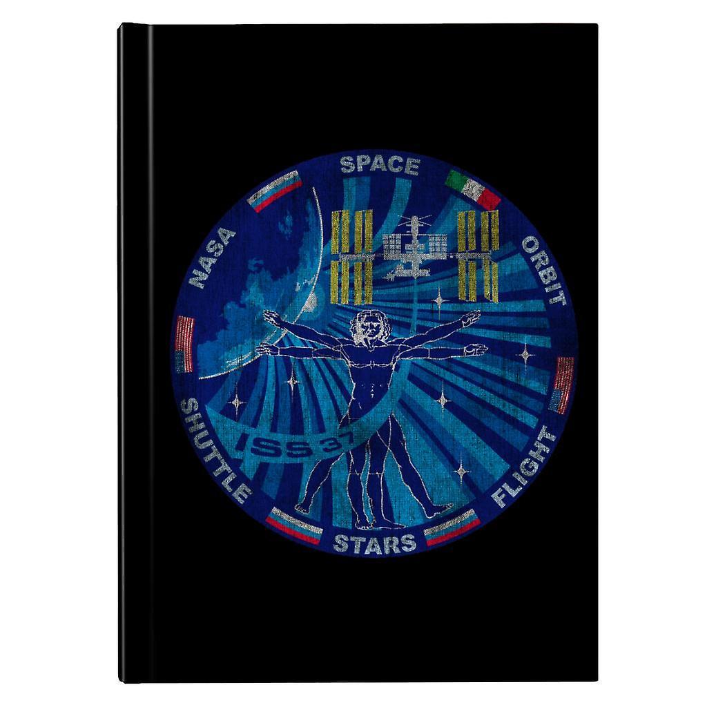 NASA ISS Expedition 37 Mission Badge Distressed Hardback Journal Black 13 x 18.5 cm