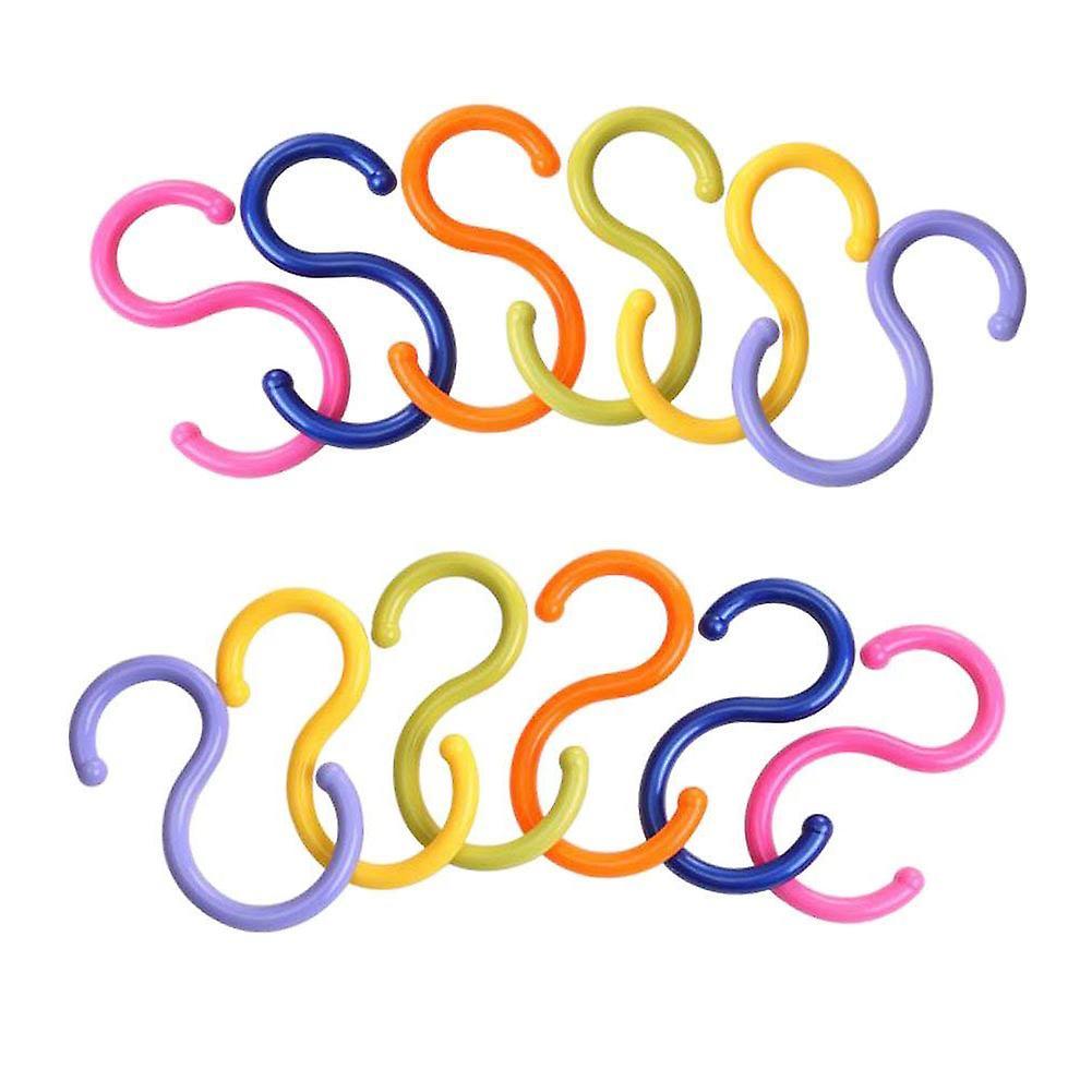 Hrhmv 12pcs S Shaped Colorded Plastic Hanging Hooks, plastic s hooks for hanging, Shirt/Towel/Dress/Clothes Hanger Hook Home Kitchen Accessories