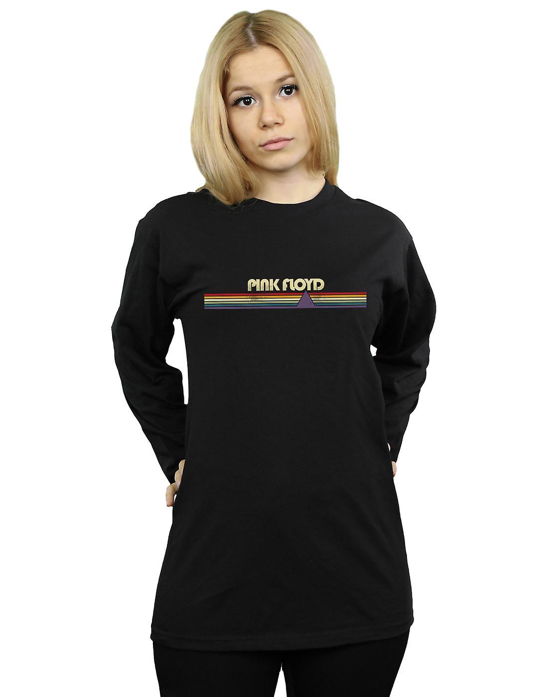 Absolute Cult Pink Floyd Women's Prism Retro Stripes Boyfriend Fit Long Sleeved T-Shirt Black X-Large