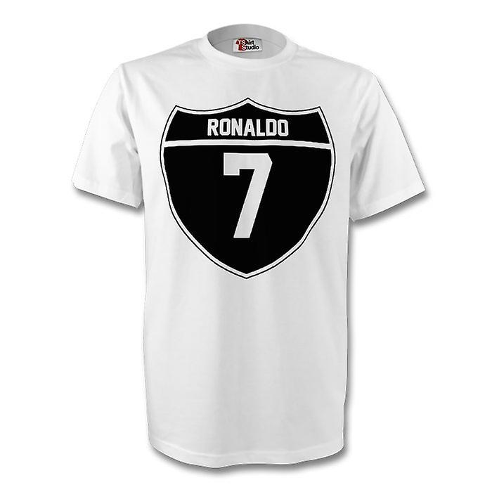 Gildan Cristiano Ronaldo Real Madrid Crest Tee (white) - Kids XSB (3-4 Years)