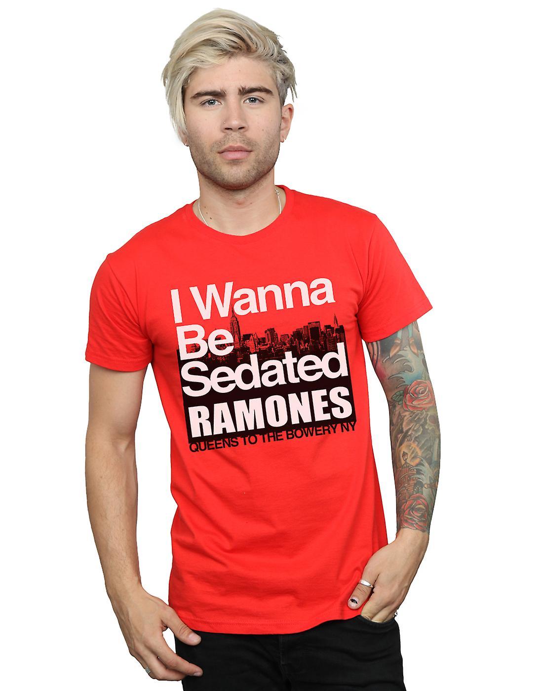 Absolute Cult Ramones Men's I Wanna Be Sedated T-Shirt Red Medium