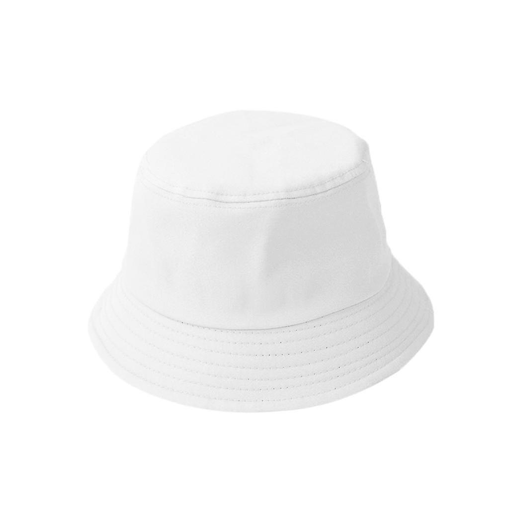 Tikuajgift Adult Cotton Bucket Hat Travel Outdoor Sports Fisherman Cap For Women Casual White A