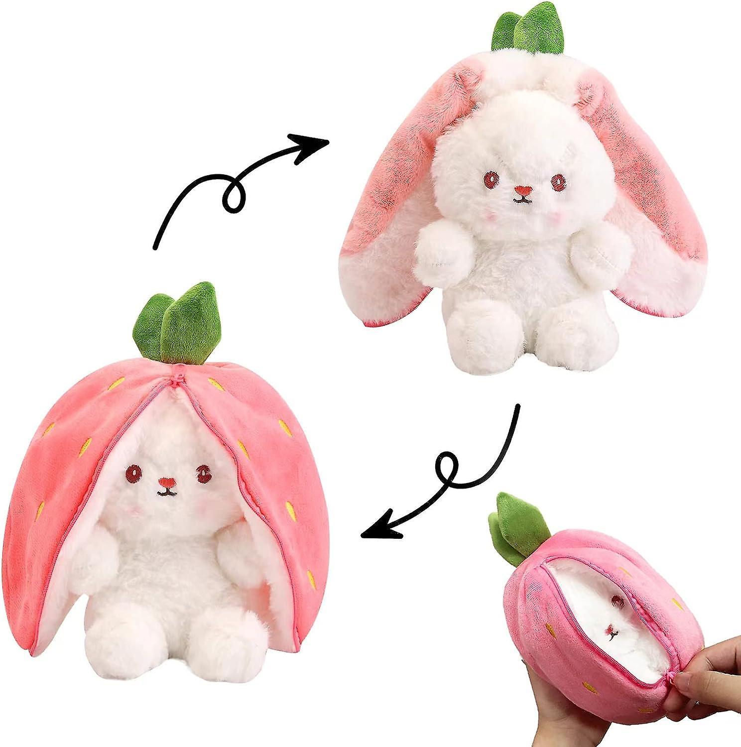 Heyone Reversible Bunny,bunny Stuffed Animal,jellycat Bunny (strawberry7.87 Inches)