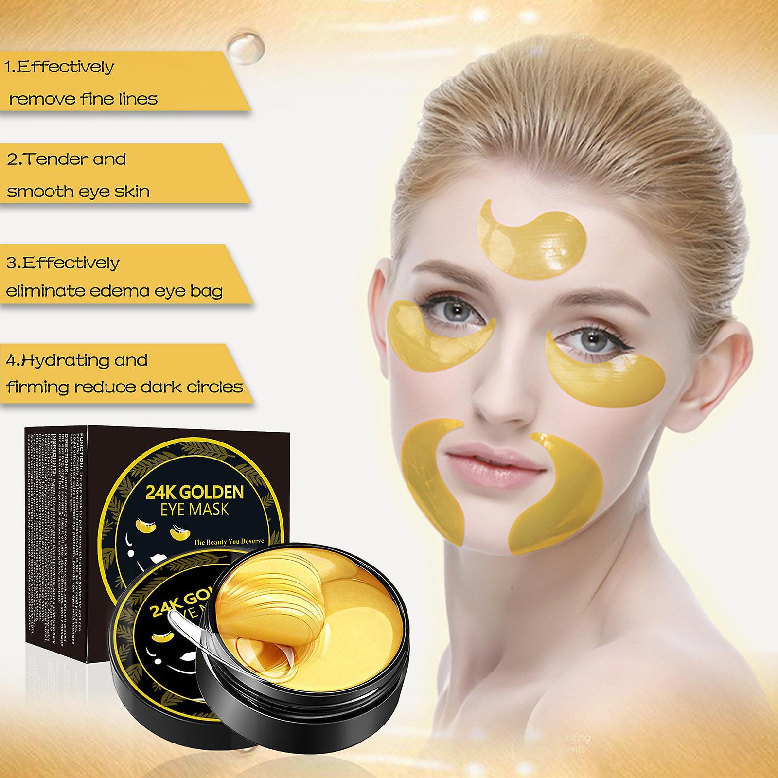 Fongwan 24k Gold Under Eye Patches, Collagen Eye Mask Eye Bag Treatment Hydrogel Gel Eye Mask Skin Firm Eye Patches For Dark Circles Puffiness 180p...