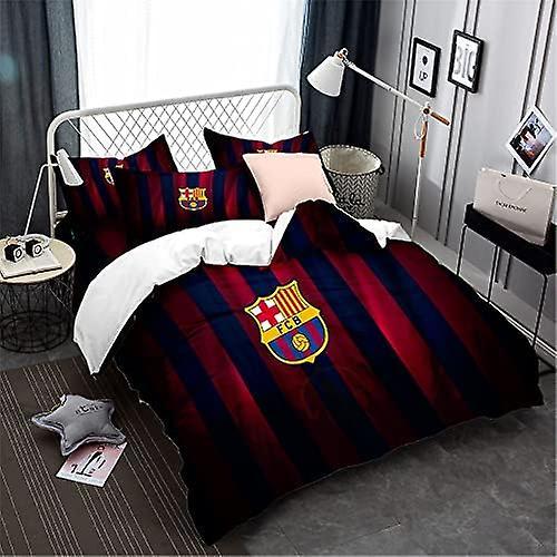 Kerota FC Barcelona Football Team Microfiber Quilt Set with Zippered Duvet Cover and Pillowcases) Single135x200cm