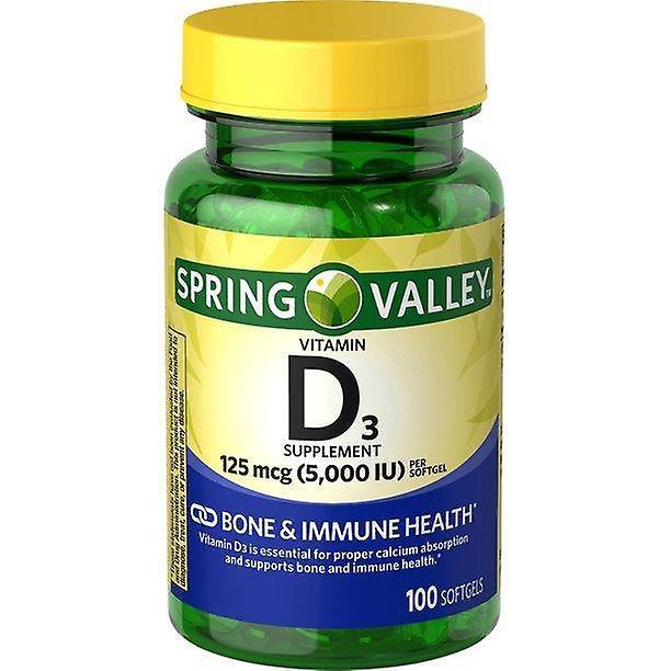 Spring Valley Vitamin D3 Softgels, 5000 Iu, 100 Count