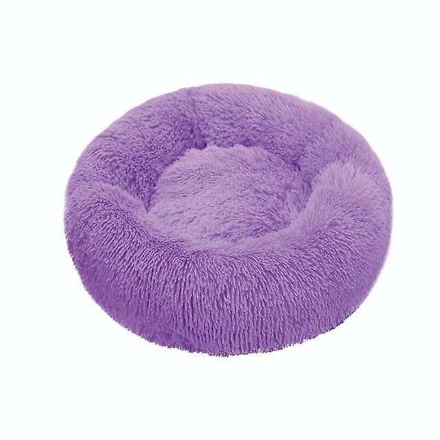 Slowmoose Round Cat Bed House Soft Long Plush Best  Bed For Dogs Basket, Pet Products 70cm / Purple