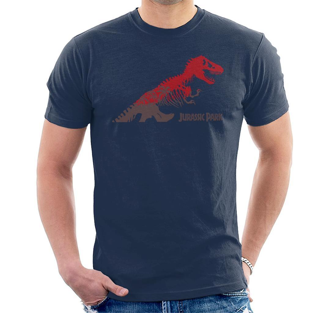 Jurassic Park T Rex Red Skeleton Silhouette Men's T-Shirt Navy Blue Medium