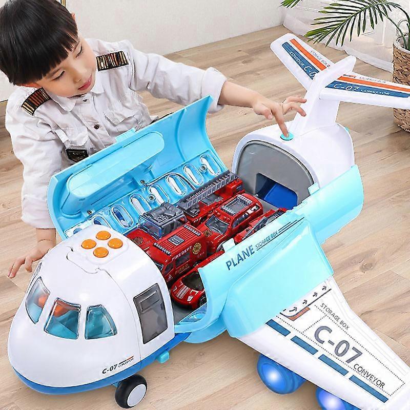 Toy Cars Large Spray Inertia Airplane Toy for Children Transport Aircraft Storage Alloy Vehicle Model with Music Light Kids Airliner Gift Train yellow