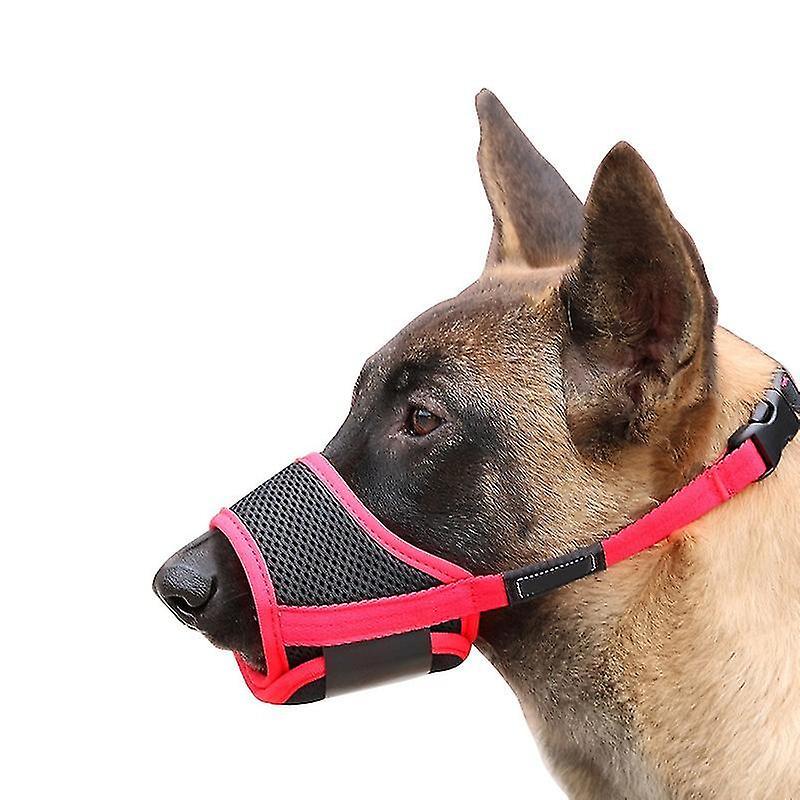 Tianzun Dog Muzzle, Soft Nylon Anti-dropping Muzzle, Air Mesh Breathable Drinkable Dog Muzzle With Adjustable Loop Red XL