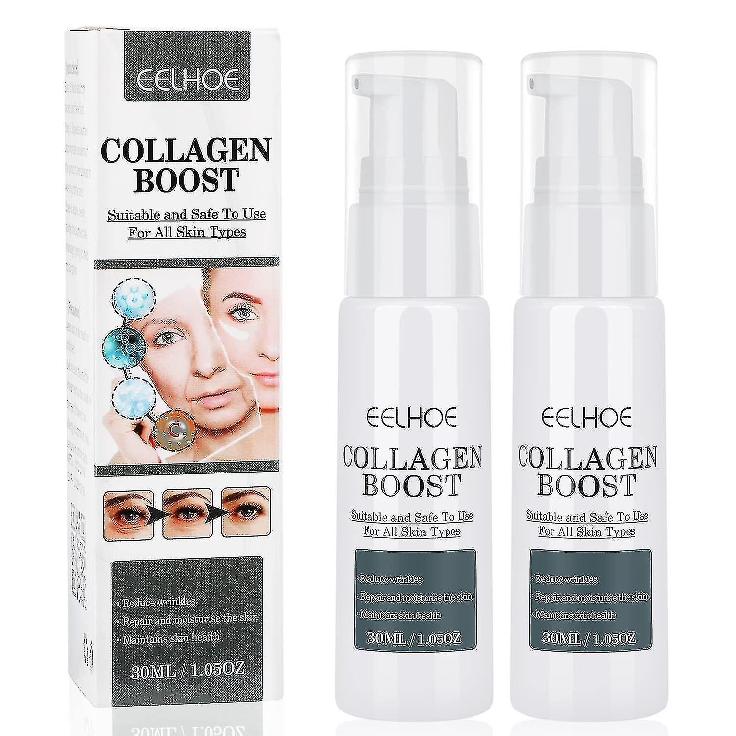 2023 New 2pcs Eelhoe Collagen Booster Anti-aging Serum, Collagen Booster Serum, Collagen Booster Cream For Face With Hyaluronic Acid.