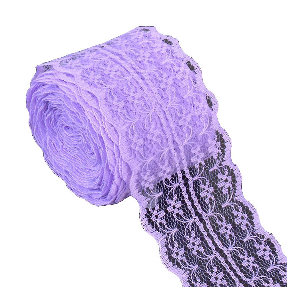 wirlsweal 10m Lace Ribbon 4.5cm Wide Trim DIY Wedding Decorative Embroidery Sewing Fabric Light Purple