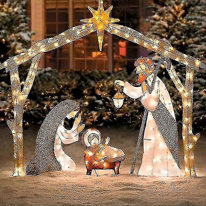 Ssylune Kongque - Lighted Outdoor Nativity Scene, Christmas Holy Family Yard Decoration, Nativity Sets For Christmas Outdoor, Easter Decorations Li...