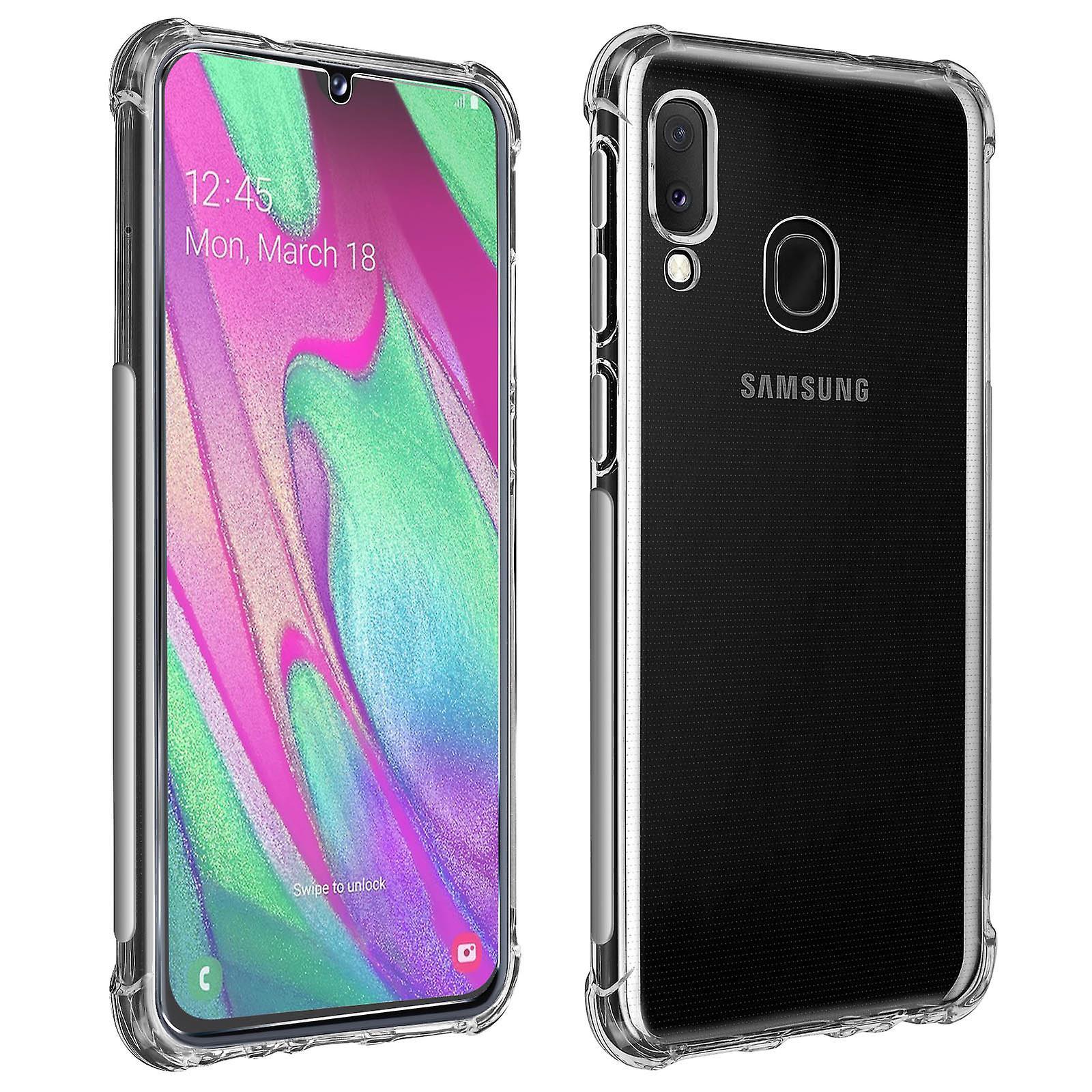 Avizar Protective pack for Galaxy A40 Flexible cover + 9H tempered glass film Transparent