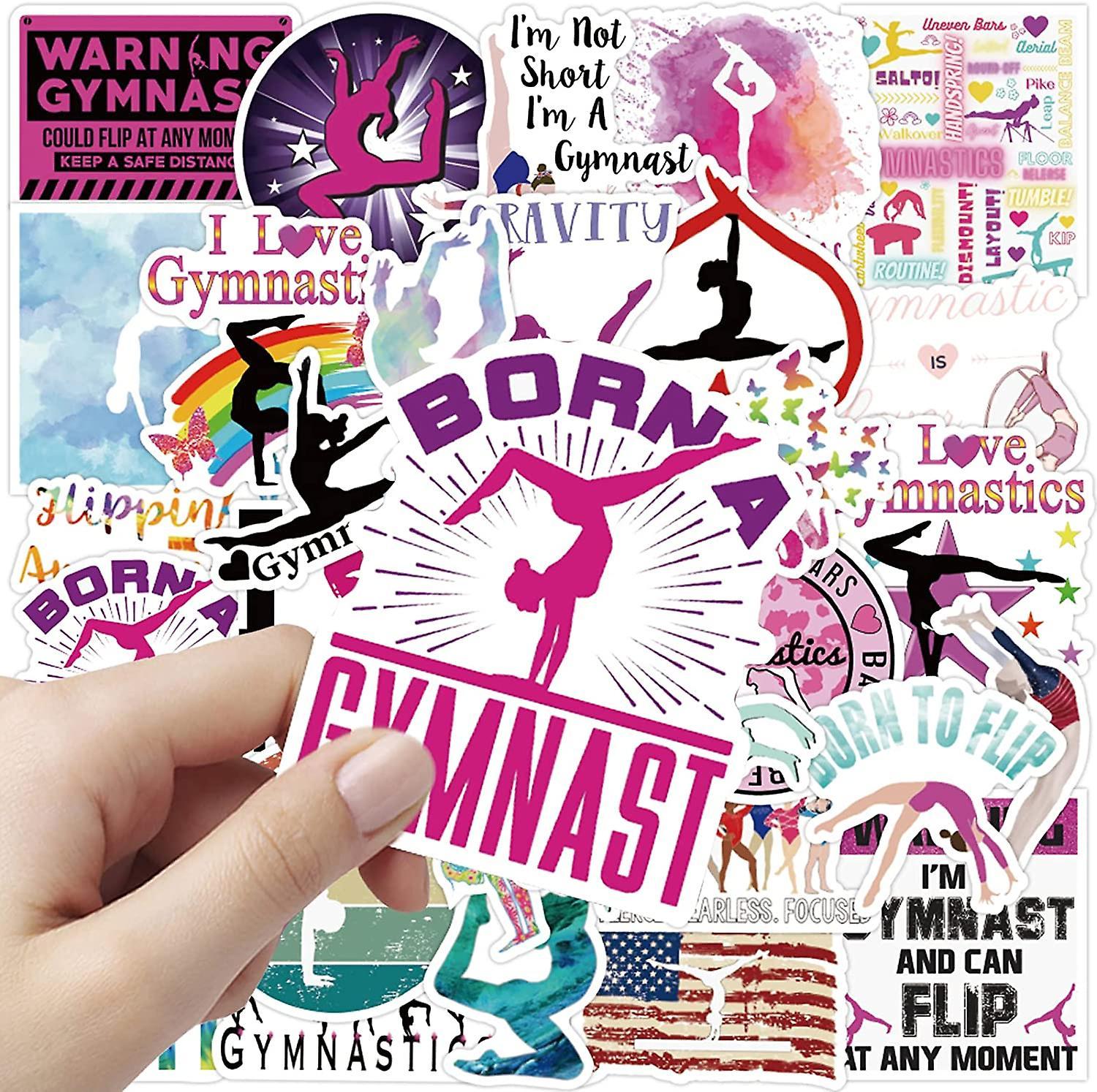 Heytea 100 Pcs Gymnastics Stickers, Gymnastics Gifts Stickers For Laptop, Water Bottles, Luggage, Computer, Cell Phone