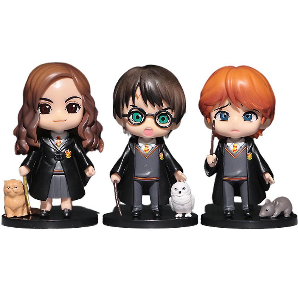 Bestdaily 3pcs Harry Potter Ron Hermione Action Figures Toys Cartoon Collectible Model Doll Toys Ornaments Gifts For Kids & Adults