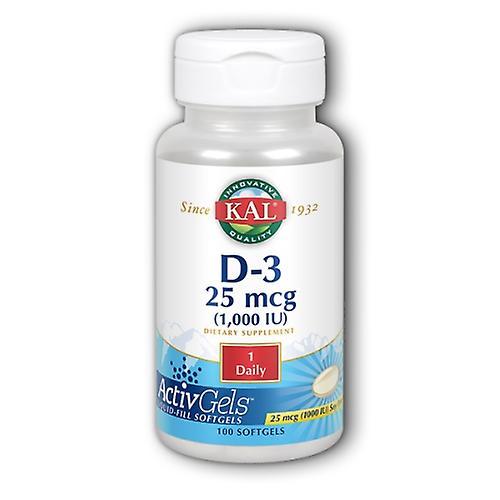 Kal D-3, 1, 000 IU, 100 Softgels (Pack of 1)