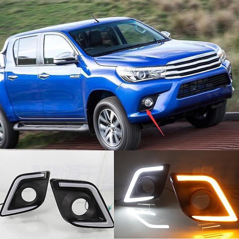 Ninesun Led Drl For Toyota Hilux Revo Vigo 2015 2016 2017 Daytime Running Light Fog Lamp With Yellow Turning Signal Lamp White yellow