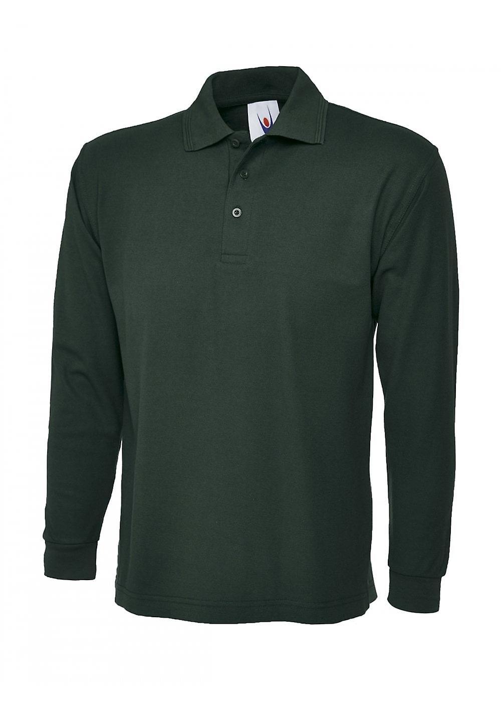 Men's Uneek Longsleeve Poloshirt UC113 Bottle Green Xl