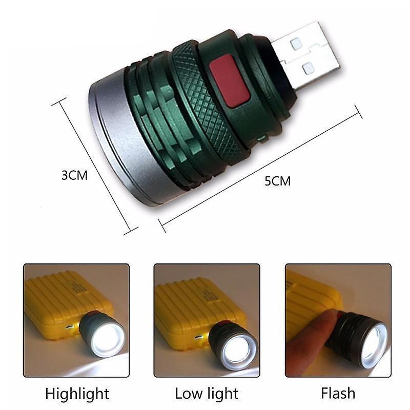 Slowmoose New Usb Handy Powerful Led,  Flashlight Portable Mini Zoomable Lamp