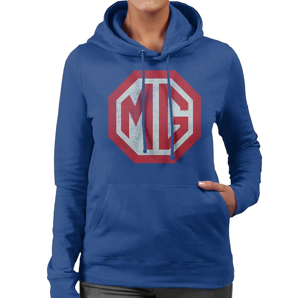 MG Classic Logo British Motor Heritage Women's Hooded Sweatshirt Royal Blue XX-Large