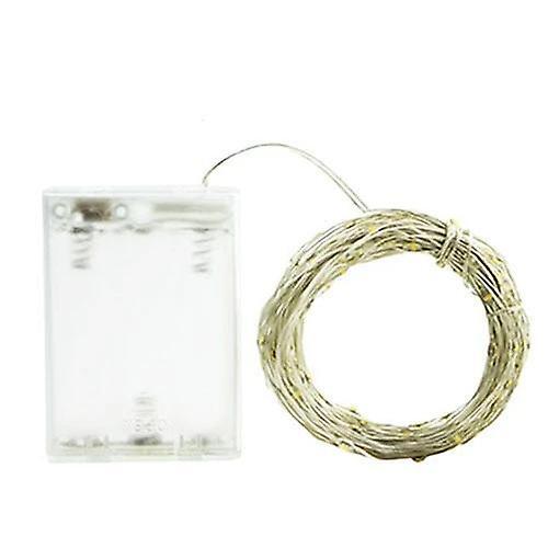 Slowmoose Led String Lights, Silver Wire Garland- Powered By 5v Battery RGB 10m 2modes AA