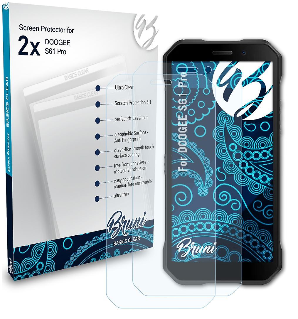 Bruni 2x protective film compatible with Doogee S61 Pro film clear