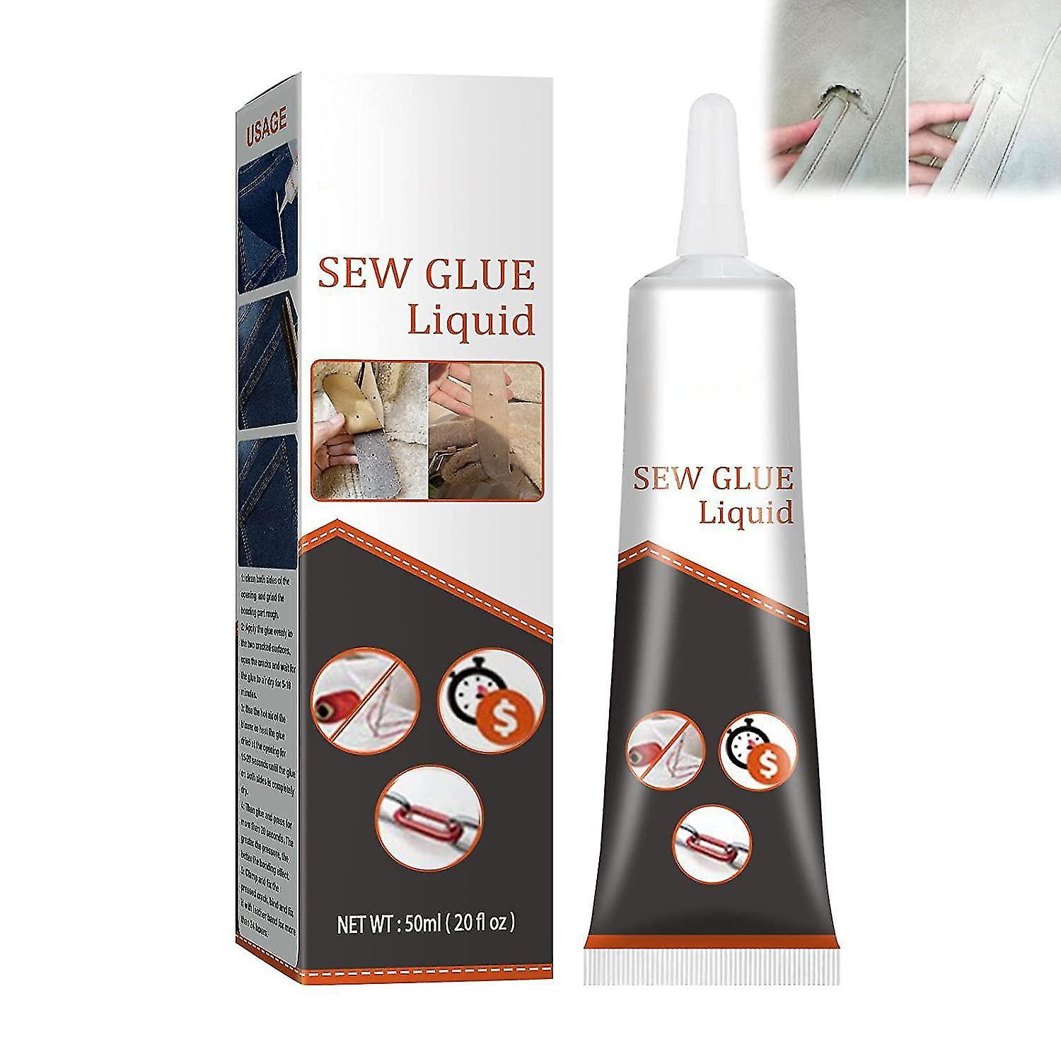 Tianzun Cloth Repair Sew Glue 50ml, 2023 New Instant Sew Glue Bonding Liquid, Washable Quick Bonding Fix Fast Dry Sew Glue 1pcs