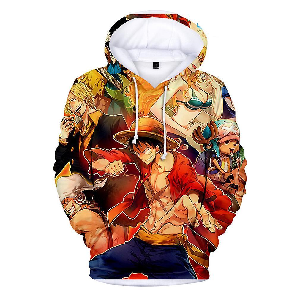 Vicbuy One Piece 3d Anime Printed Drawstring Hoodies Hooded Sweatshirt Casual Pullover Jumper Tops For Kids Unisex B 8-9 Years