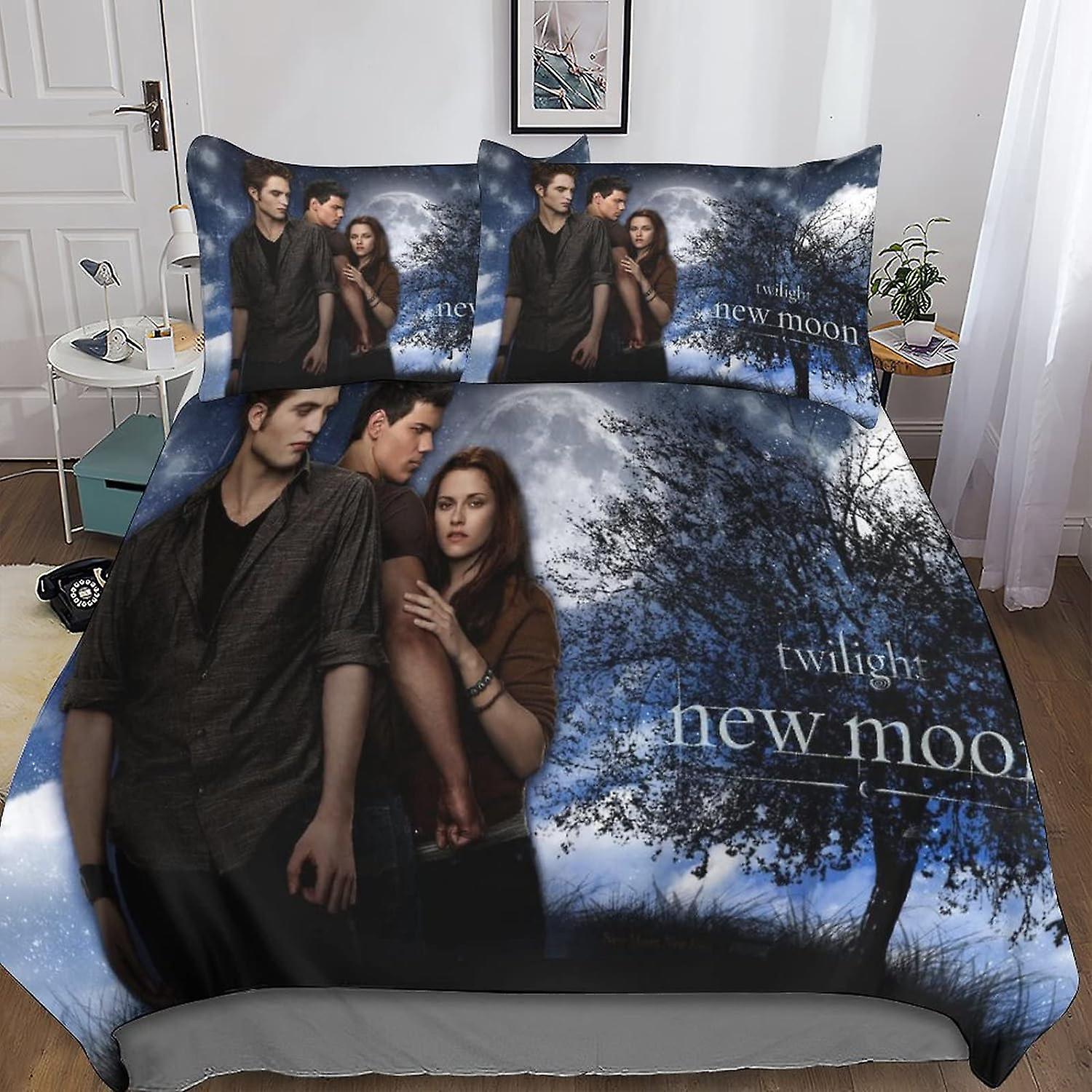 Kerota The Twilight Saga 3 Piece Bedding Set With 3D Duvet Cover - Microfiber Bedding Set With Zipper Closure Single135x200cm