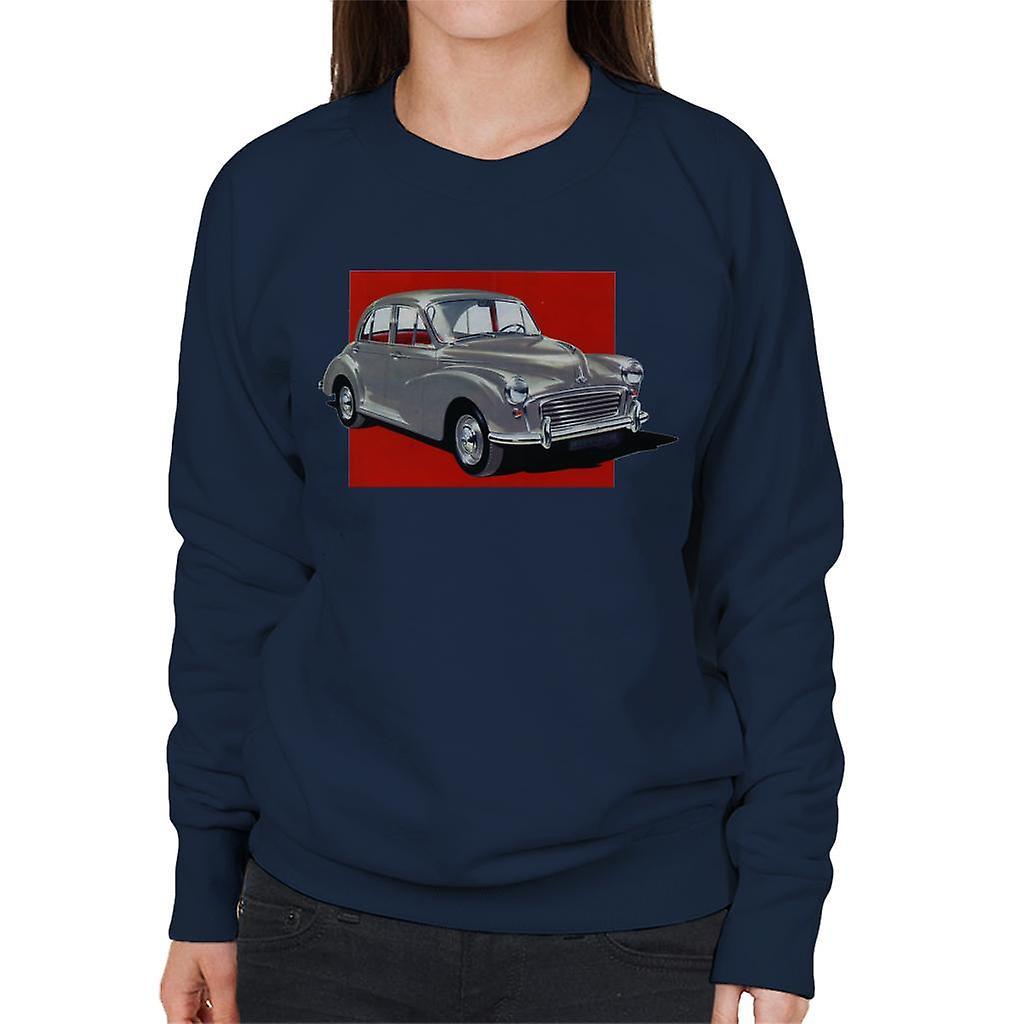 Morris Minor Red Background British Motor Heritage Women's Sweatshirt Navy Blue X-Large