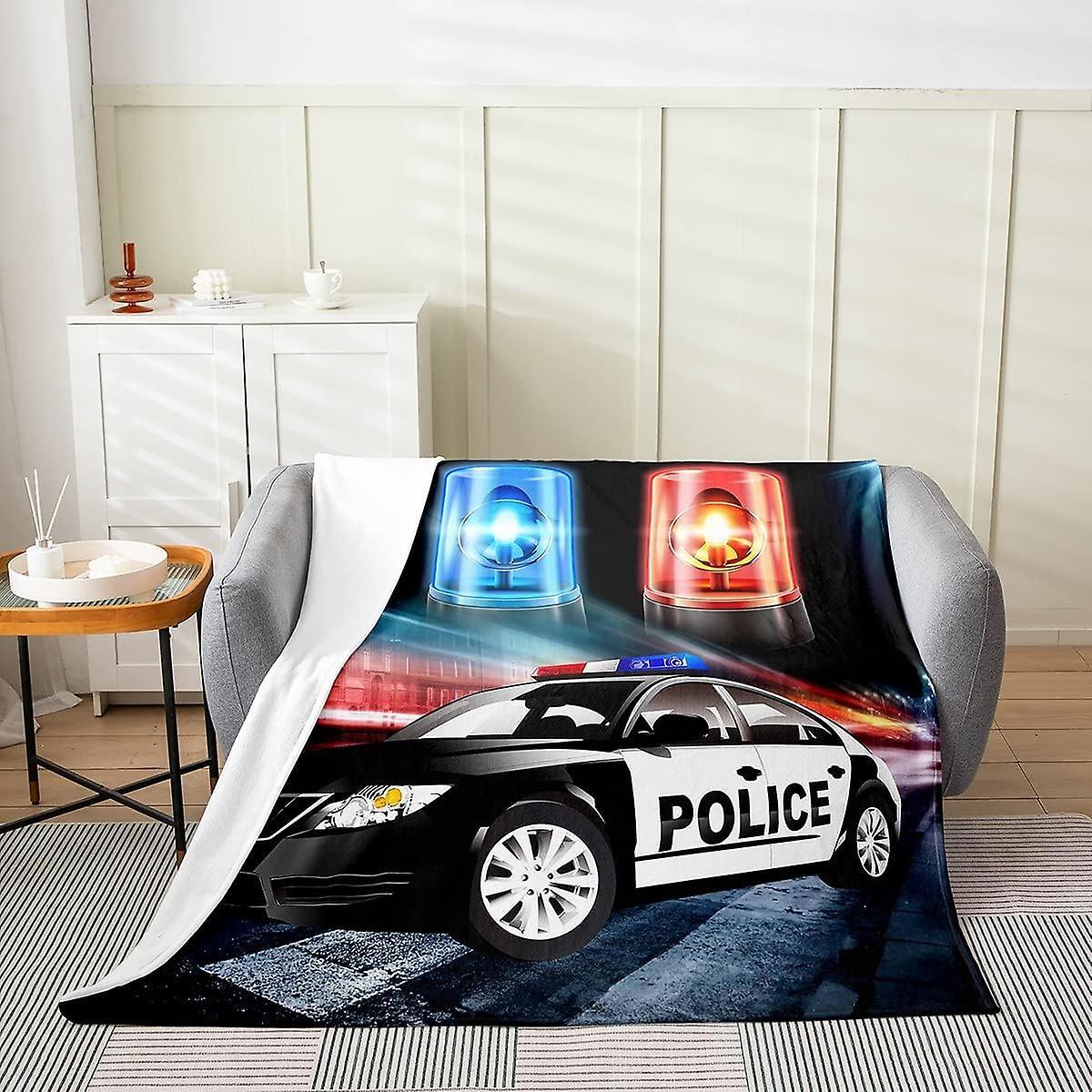 Kerota Police Car Toddler Fleece Throw Blanket Kids ,Policeman Fuzzy Blanket For Bed Sofa ,All Season Automobile Police Car Bed Blanket Breathable ...