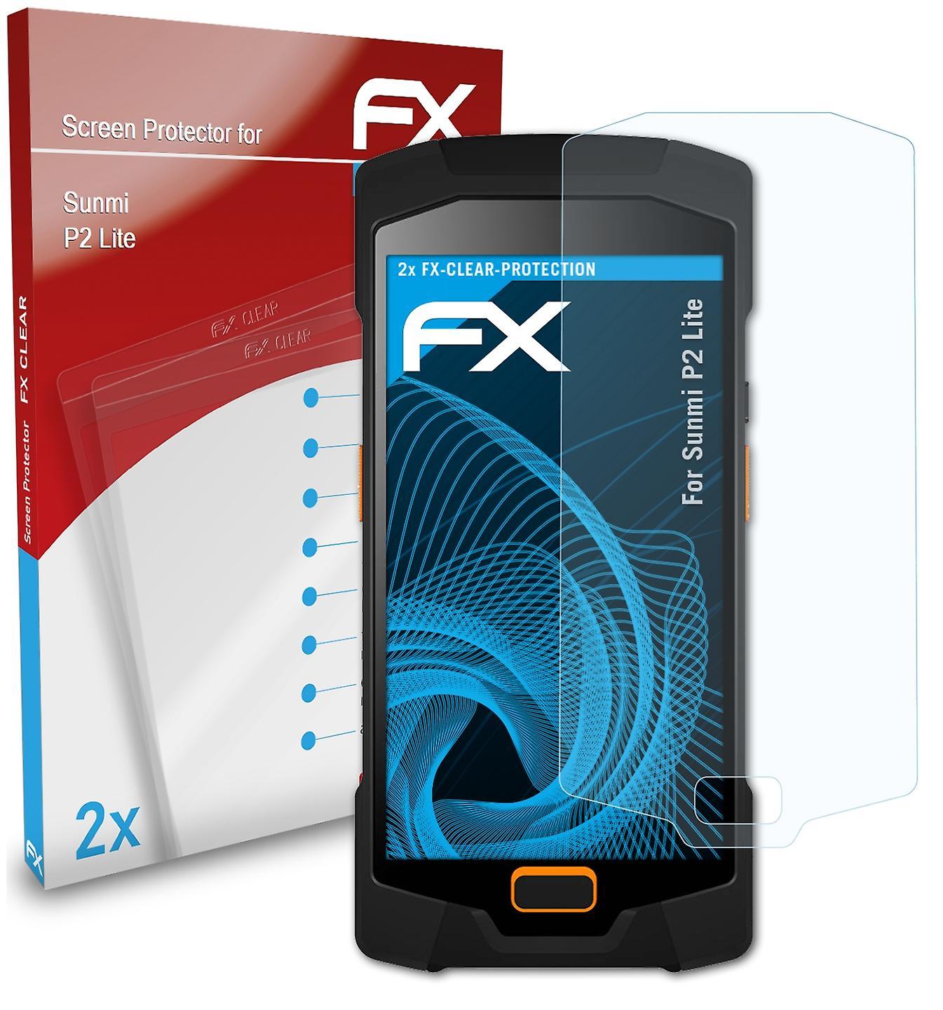 atFoliX 2x protective film compatible with Sunmi P2 Lite screen protector clear 01 FX-CLEAR