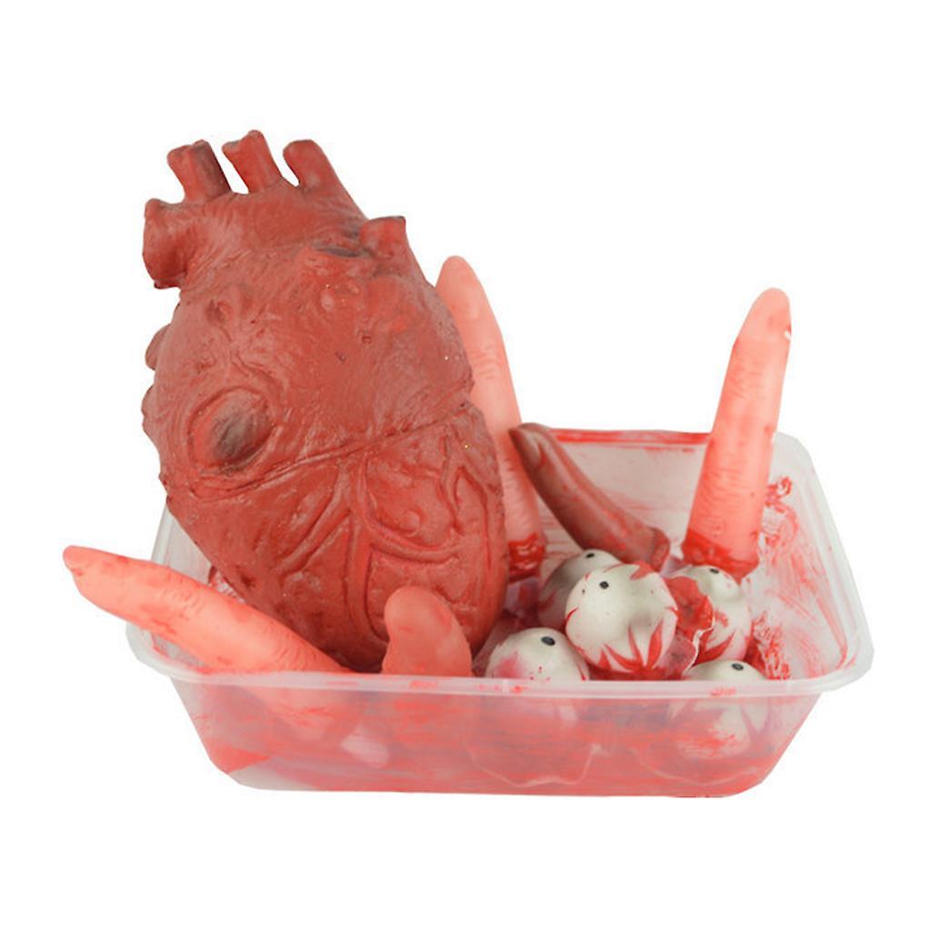 unbrand Halloween Realistic Fake Body Parts Organs With Lunch Box Severed Bloody Decor Heart plus 5 severed